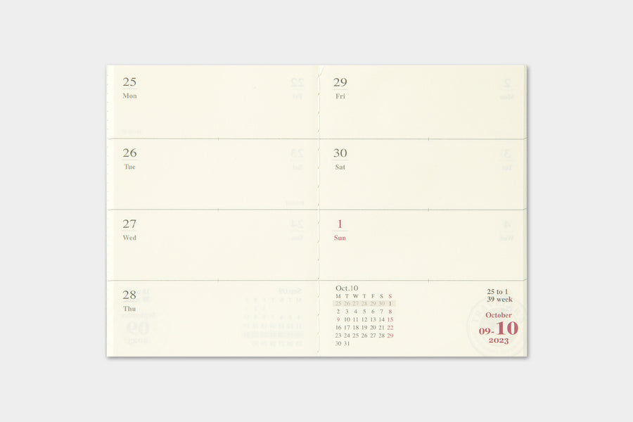 TRAVELER'S COMPANY - Traveler's Notebook Passport - 2023 weekly diary - 2nd Half