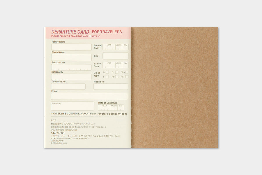 TRAVELER'S COMPANY - Traveler's Notebook Passport - 2023 weekly diary - 2nd Half