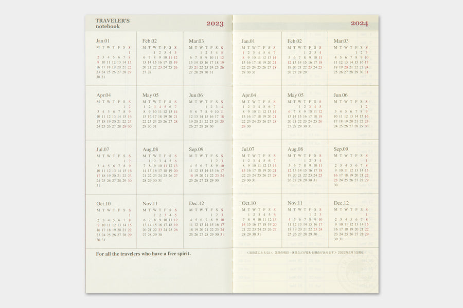 TRAVELER'S COMPANY - Traveler's Notebook Regular - 2023 weekly + memo diary - 2nd Half