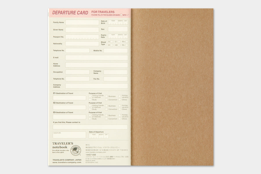 TRAVELER'S COMPANY - Traveler's Notebook Regular - 2023 vertikaler Wochenplaner - 2. Hälfte