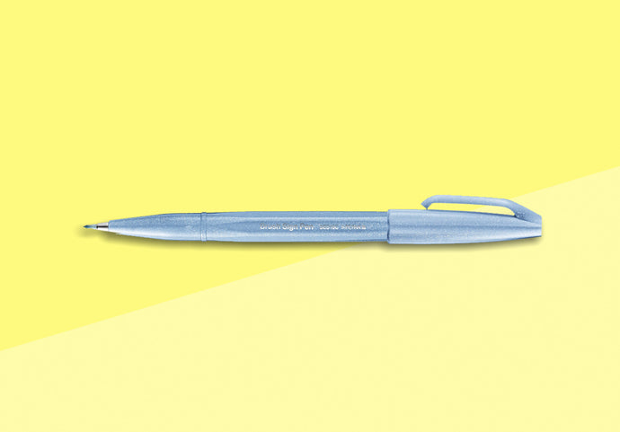 PENTEL - Touch Brush Sign Pen SES15 - grey blue