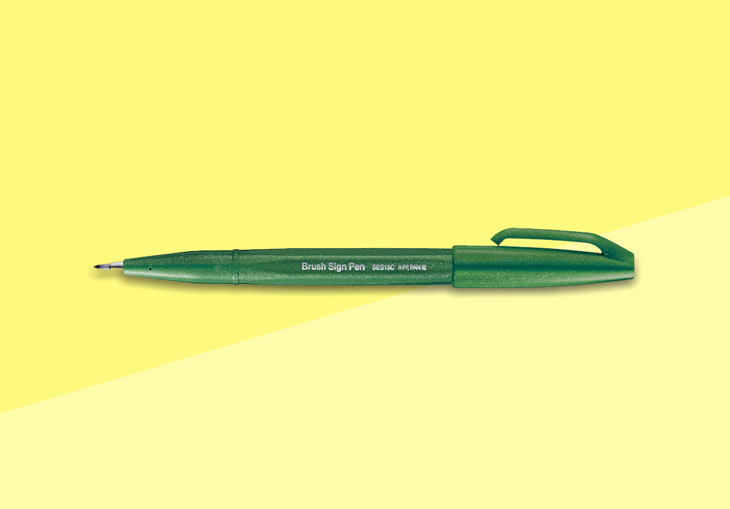 PENTEL - Touch Brush Sign Pen SES15 - Green