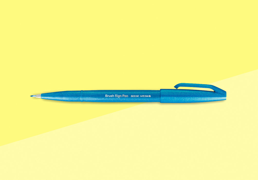PENTEL - Touch Brush Sign Pen SES15 - Sky Blue