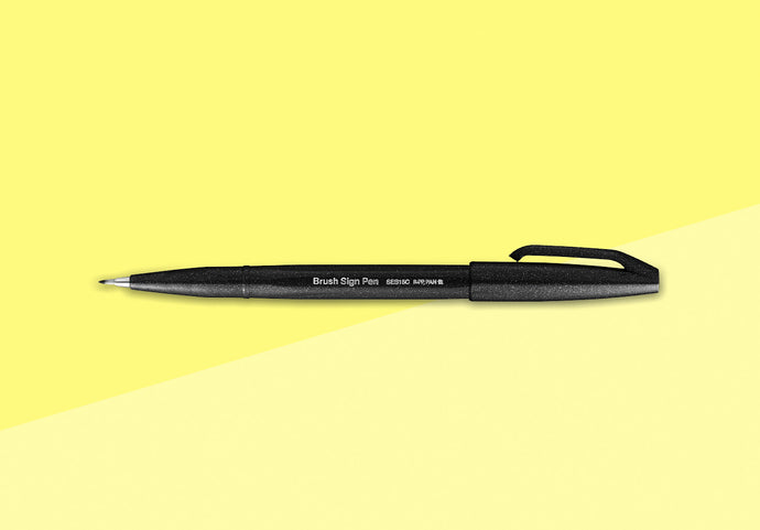 PENTEL - Touch Brush Sign Pen SES15 - Black