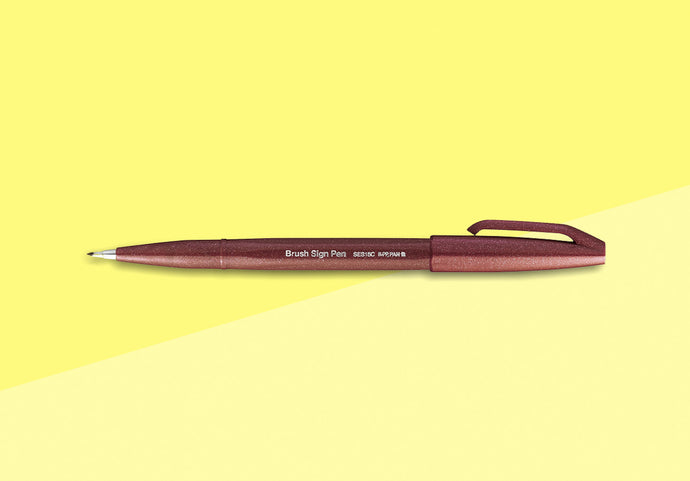 PENTEL - Touch Brush Sign Pen SES15 - Brown