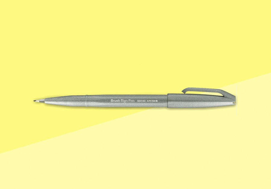 PENTEL - Touch Brush Sign Pen SES15 - Grey