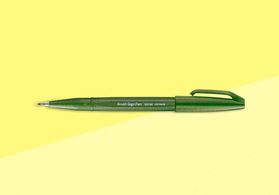 PENTEL - Touch Brush Sign Pen SES15 - Olive Green