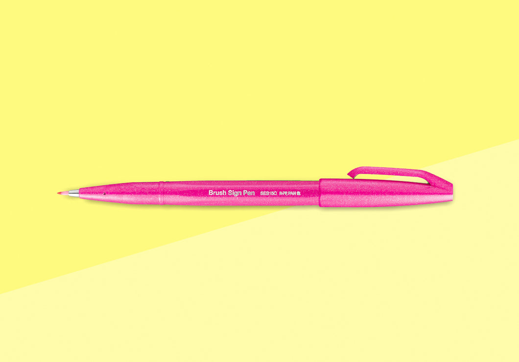 PENTEL - Touch Brush Sign Pen SES15 - Pink