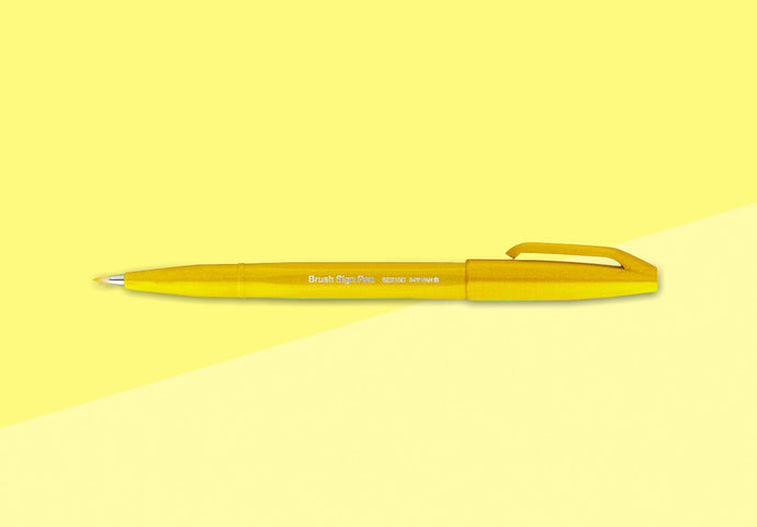 PENTEL - Touch Brush Sign Pen SES15 - Yellow