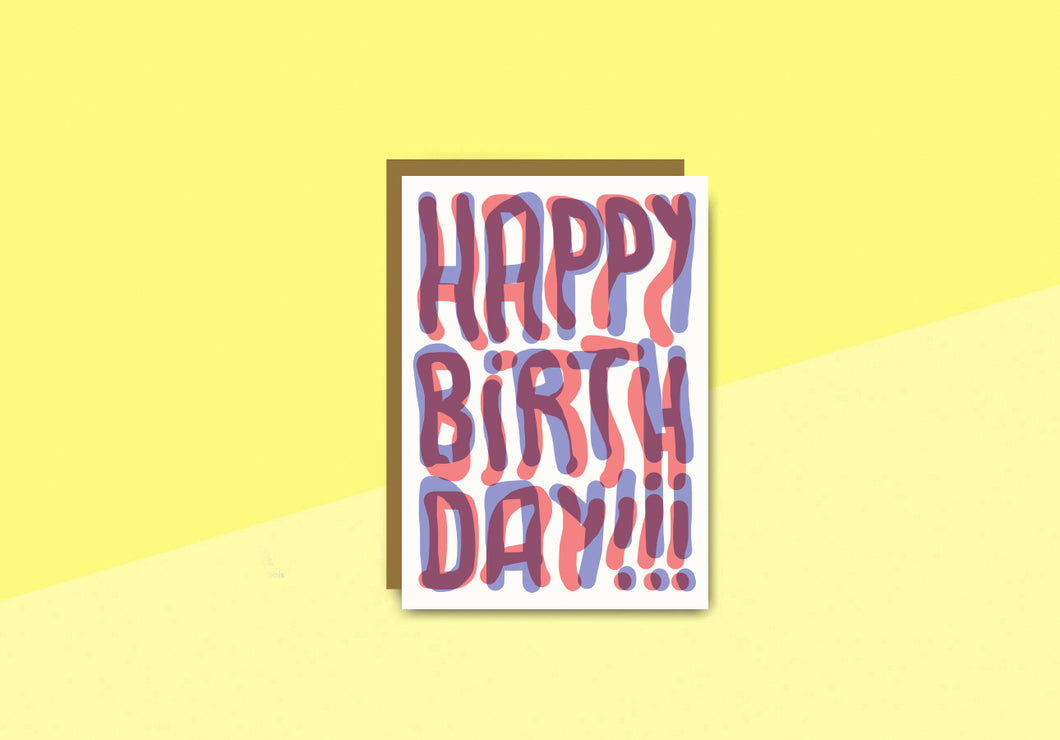 SOUS-BOIS - Greeting card - Pink and blue Birthday